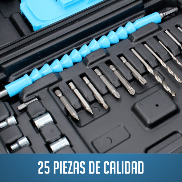 TALADRO PERCUTOR 21V 1,5 AH 25 PCS FSK