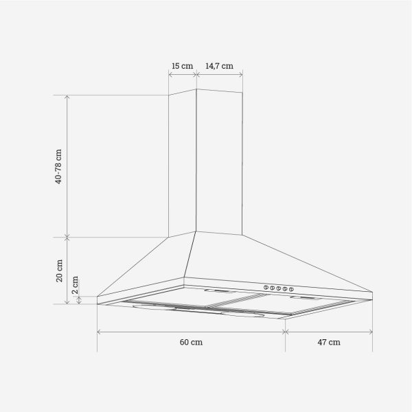 EVEREST 7060B Campana Piramidal Negra 60cm
