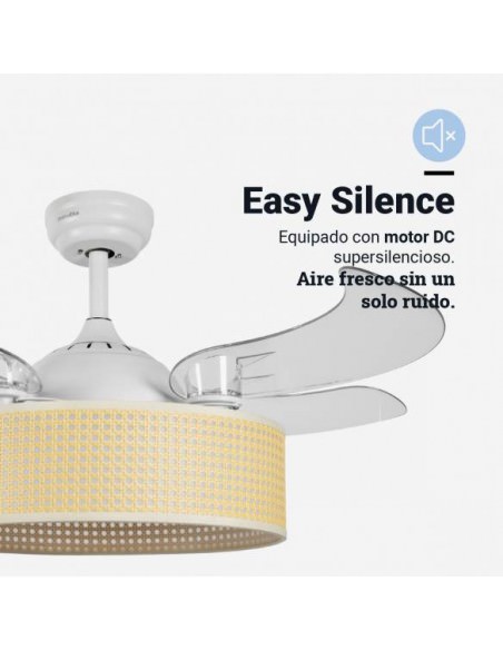 JALOQUE 5042 Ventilador de Techo Aspas Ocultas Ratán104cm