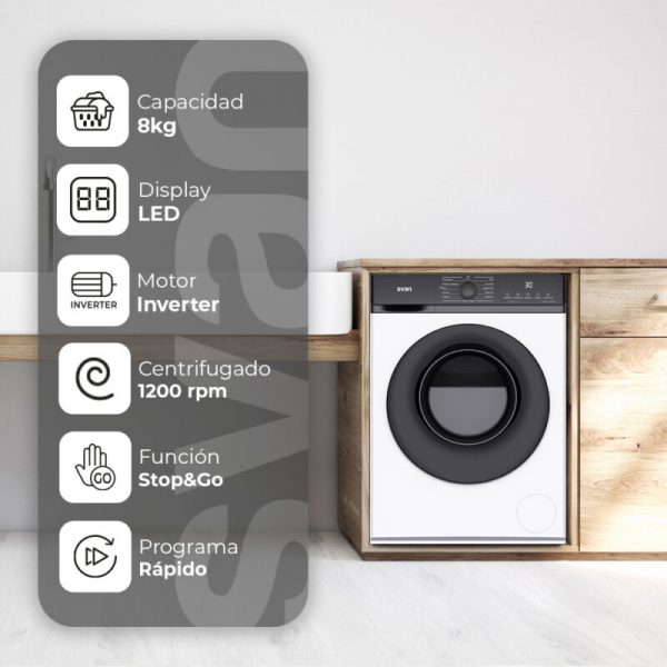 Foto_Optimizada_4-SL8203AIDV-800x800 Lavadora Svan, Capacidad 8kg 1200rpm, Clase A.
